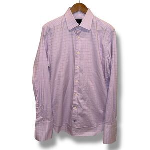 Purple David Donahue Trim Fit French Cuff Dress Shirt Size M 16 34/35